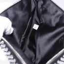 PRADA Rhinestone Hand Bag Canvas Black Silver Auth 199965M-20