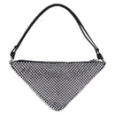 PRADA Rhinestone Hand Bag Canvas Black Silver Auth 199965M-2