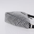 PRADA Rhinestone Hand Bag Canvas Black Silver Auth 199965M-3