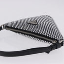 PRADA Rhinestone Hand Bag Canvas Black Silver Auth 199965M-6