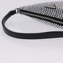 PRADA Rhinestone Hand Bag Canvas Black Silver Auth 199965M-7