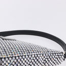 PRADA Rhinestone Hand Bag Canvas Black Silver Auth 199965M-8