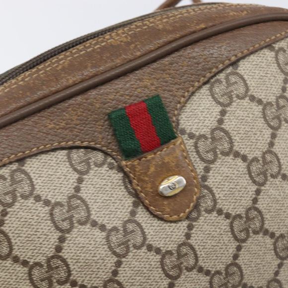 GUCCI GG Supreme Web Sherry Line Bag PVC Beige Gold 89 02 066 Auth 199976
