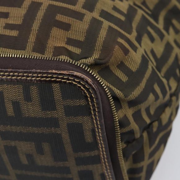 FENDI Zucca Canvas Tote Bag Nylon Brown Black Auth 199977