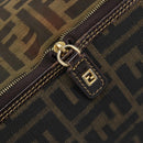FENDI Zucca Canvas Tote Bag Nylon Brown Black Auth 199977-10