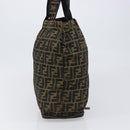 FENDI Zucca Canvas Tote Bag Nylon Brown Black Auth 199977-4