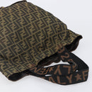 FENDI Zucca Canvas Tote Bag Nylon Brown Black Auth 199977-6
