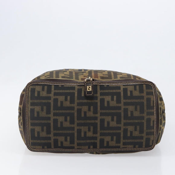 FENDI Zucca Canvas Tote Bag Nylon Brown Black Auth 199977