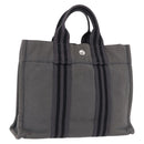 HERMES Fourre Tout PM Hand Bag cotton Gray Silver Auth 199978-1