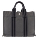 HERMES Fourre Tout PM Hand Bag cotton Gray Silver Auth 199978-2