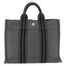 HERMES Fourre Tout PM Hand Bag cotton Gray Silver Auth 199978-3