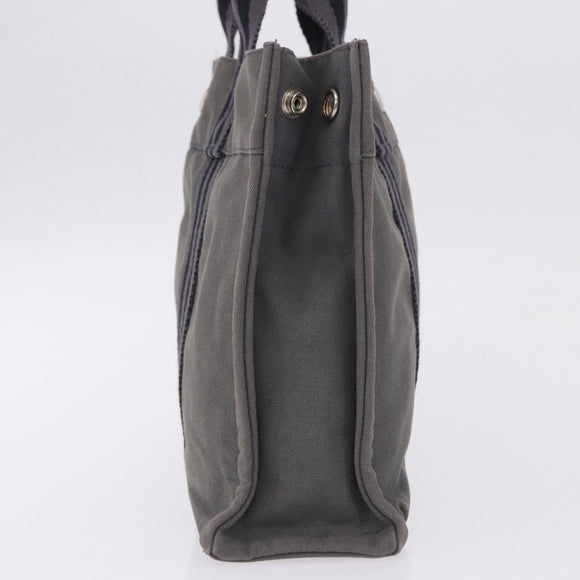 HERMES Fourre Tout PM Hand Bag cotton Gray Silver Auth 199978