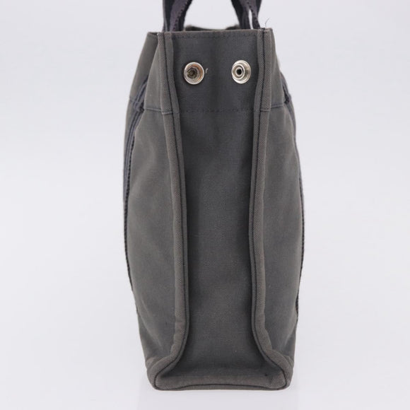 HERMES Fourre Tout PM Hand Bag cotton Gray Silver Auth 199978