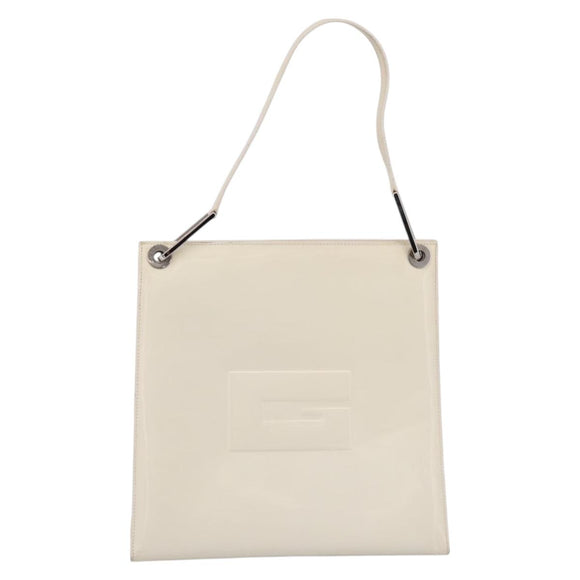 GUCCI Shoulder Bag Patent leather White Silver 001 1013 3037 Auth 199981