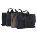 HERMES Fourre Tout MM Hand Bag cotton 4Set Navy Black Auth 199989-1