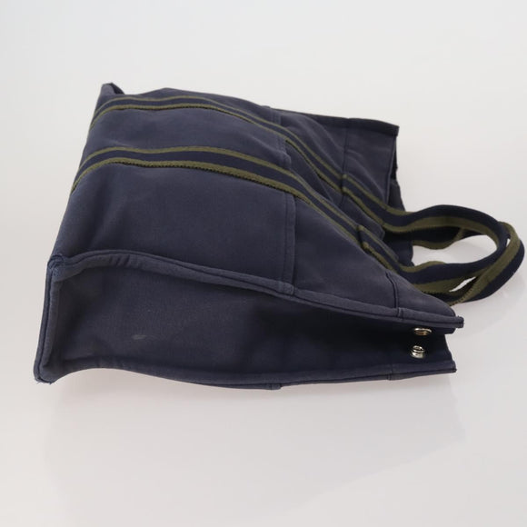 HERMES Fourre Tout MM Hand Bag cotton 4Set Navy Black Auth 199989