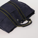 HERMES Fourre Tout MM Hand Bag cotton 4Set Navy Black Auth 199989-11