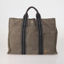 HERMES Fourre Tout MM Hand Bag cotton 4Set Navy Black Auth 199989-15