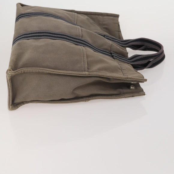 HERMES Fourre Tout MM Hand Bag cotton 4Set Navy Black Auth 199989