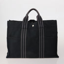 HERMES Fourre Tout MM Hand Bag cotton 4Set Navy Black Auth 199989-2