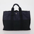 HERMES Fourre Tout MM Hand Bag cotton 4Set Navy Black Auth 199989-20