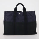 HERMES Fourre Tout MM Hand Bag cotton 4Set Navy Black Auth 199989-21