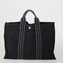 HERMES Fourre Tout MM Hand Bag cotton 4Set Navy Black Auth 199989-3