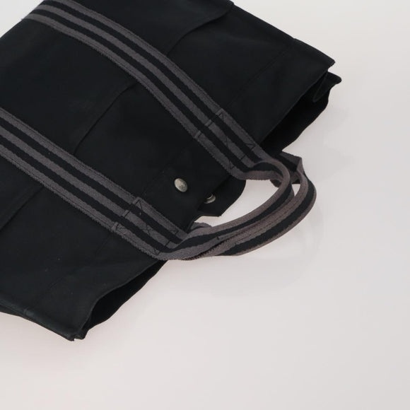HERMES Fourre Tout MM Hand Bag cotton 4Set Navy Black Auth 199989