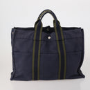 HERMES Fourre Tout MM Hand Bag cotton 4Set Navy Black Auth 199989-8
