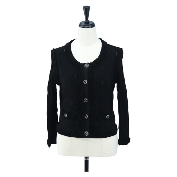 CHANEL cardigan Jacket Viscose Black CC Auth 199994M