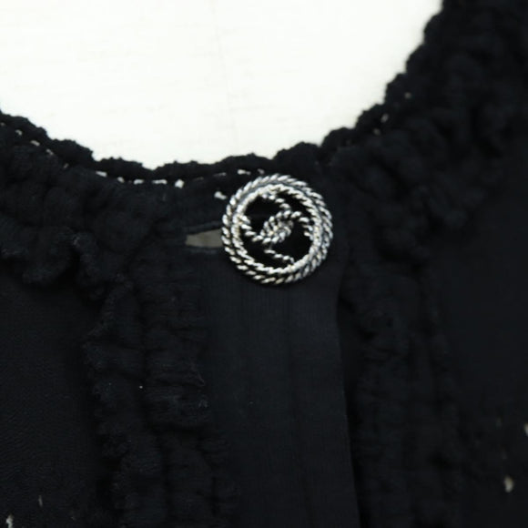 CHANEL cardigan Jacket Viscose Black CC Auth 199994M