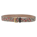 GUCCI GG Supreme King Snake Print Belt PVC 39.4"" Beige Gold 434520 Auth 199995A-1