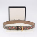 GUCCI GG Supreme King Snake Print Belt PVC 39.4"" Beige Gold 434520 Auth 199995A-10
