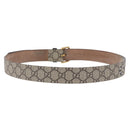 GUCCI GG Supreme King Snake Print Belt PVC 39.4"" Beige Gold 434520 Auth 199995A-2