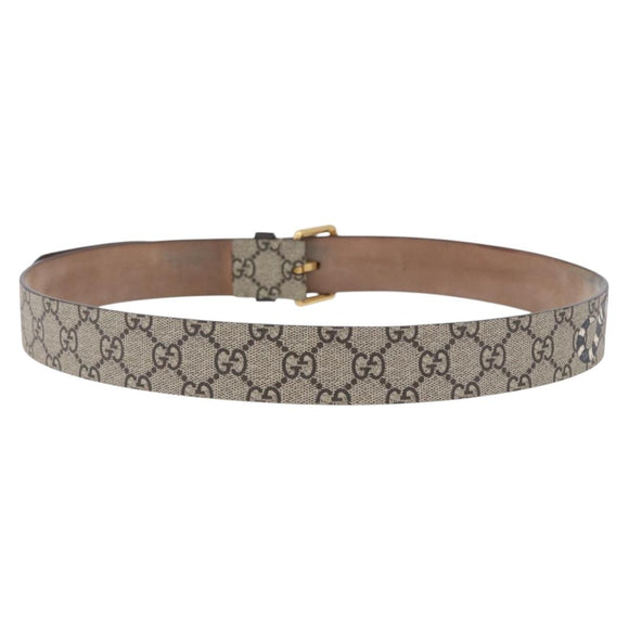 GUCCI GG Supreme King Snake Print Belt PVC 39.4"" Beige Gold 434520 Auth 199995A