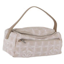 CHANEL New Travel Line Cosmetic Pouch Nylon Beige CC Auth 199997A-1
