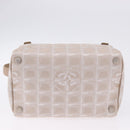 CHANEL New Travel Line Cosmetic Pouch Nylon Beige CC Auth 199997A-5