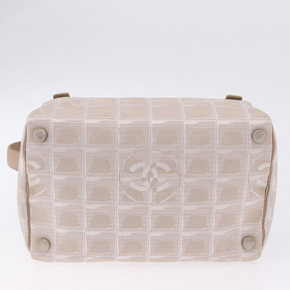 CHANEL New Travel Line Cosmetic Pouch Nylon Beige CC Auth 199997A