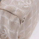 CHANEL New Travel Line Cosmetic Pouch Nylon Beige CC Auth 199997A-17