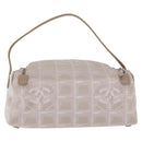 CHANEL New Travel Line Cosmetic Pouch Nylon Beige CC Auth 199997A-2