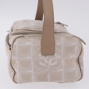 CHANEL New Travel Line Cosmetic Pouch Nylon Beige CC Auth 199997A-3
