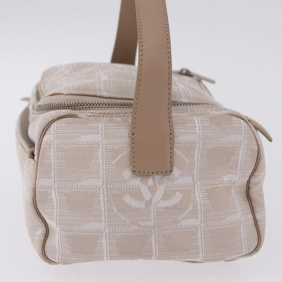 CHANEL New Travel Line Cosmetic Pouch Nylon Beige CC Auth 199997A