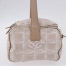 CHANEL New Travel Line Cosmetic Pouch Nylon Beige CC Auth 199997A-4