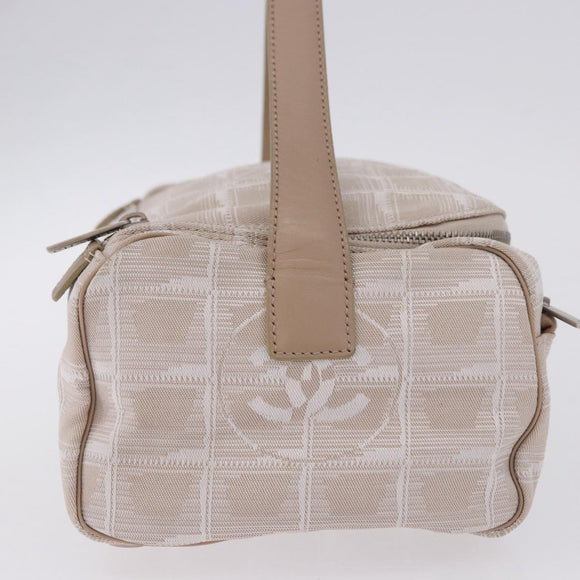 CHANEL New Travel Line Cosmetic Pouch Nylon Beige CC Auth 199997A