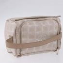 CHANEL New Travel Line Cosmetic Pouch Nylon Beige CC Auth 199997A-6