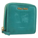 Miu Miu Wallet Leather Turquoise Blue Gold Auth 200003-1