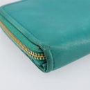 Miu Miu Wallet Leather Turquoise Blue Gold Auth 200003-17