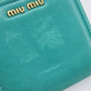 Miu Miu Wallet Leather Turquoise Blue Gold Auth 200003-8