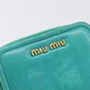 Miu Miu Wallet Leather Turquoise Blue Gold Auth 200003-18