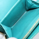 Miu Miu Wallet Leather Turquoise Blue Gold Auth 200003-20